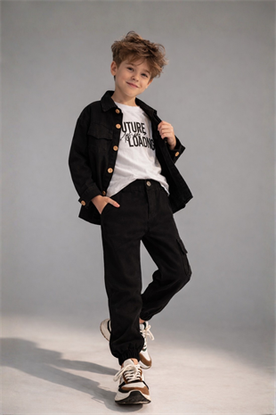 3-12 Yaş Future Gabardin Erkek Çocuk 3lü Takım Siyah