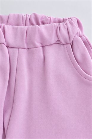 6-10 Yaş Kanguru Cepli Fermuarlı Kapüşonlu Çocuk Takım Unisex Pembe