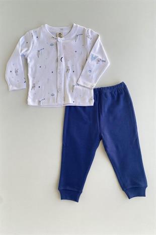 Ceketli Erkek Bebek Pijama Takımı Mavi
