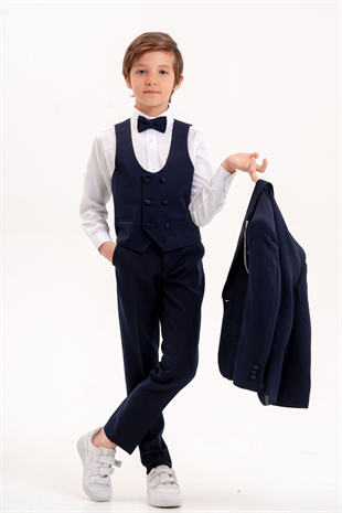 3-14 Yaş Premium Erkek Çocuk Damatlık Lacivert