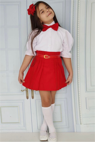 Kemer Dahil Etekli Fiyonklu 23 Nisan Kız Çocuk Takım