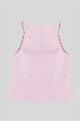 4-14 Yaş Benetton Kalp Baskılı Kız Çocuk Atlet Pembe
