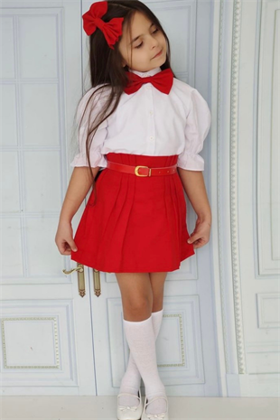 Kemer Dahil Etekli Fiyonklu 23 Nisan Kız Çocuk Takım