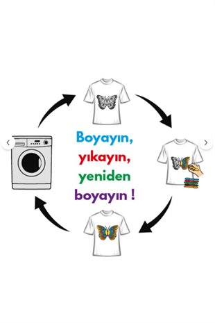 4-11 Yaş Dinozorlu Boya-Yıka Tişört Seti Beyaz