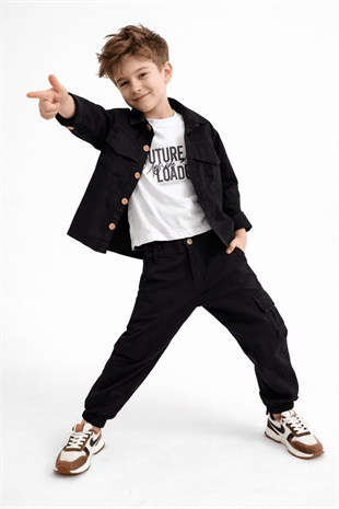 3-12 Yaş Future Gabardin Erkek Çocuk 3lü Takım Siyah