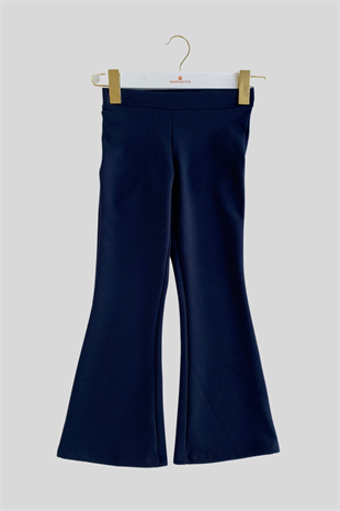 İspanyol Paça Tek Kız Çocuk Pantolon Lacivert