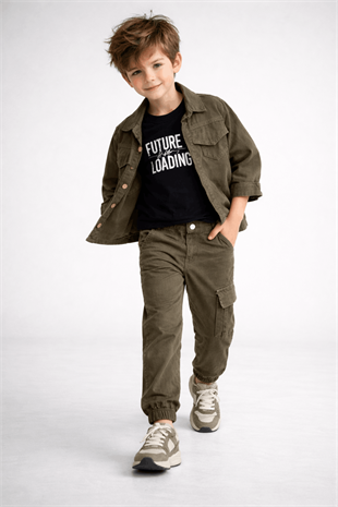 3-12 Yaş Future Gabardin Erkek Çocuk 3lü Takım Haki