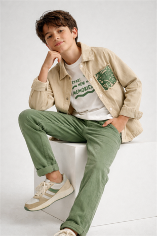 8-12 Yaş The Flow Gabardin Ceketli Erkek Çocuk Takım Yeşil