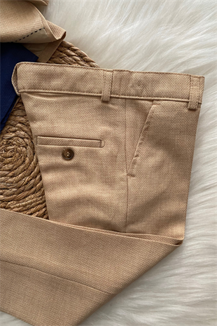 Premium Camel Ceketli Takım Elbise