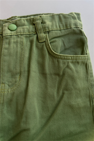 8-12 Yaş Çiçek Payetli Ceketli Gabardin  Kız Çocuk Takım Yeşil