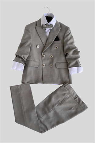 Montero Ceketli Mendilli Erkek Çocuk Takım Elbise Gri