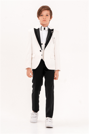 3-14 Yaş Premium Erkek Çocuk Damatlık Beyaz