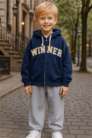 2-10 Yaş Winter Fermuarlı Sweat Erkek Çocuk Takım Lacivert