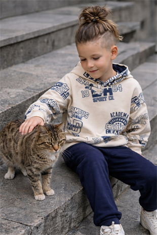 6-10 Yaş Academy Kapüşonlu Erkek Çocuk Eşofman Takım Lacivert