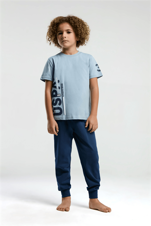 9-15 Yaş U.S Polo Lisanslı Baskılı Erkek Çocuk Takım İndigo