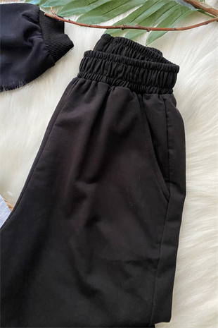 Alt İspanyol Uzun Kol Crop Kız Çocuk Eşofman Takımı Gri