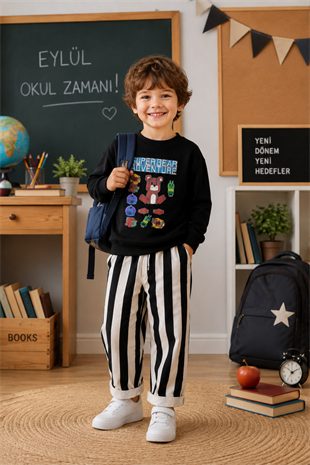 3-10 Yaş Superbear Adventure Erkek Çocuk Eşofman Takımı Siyah
