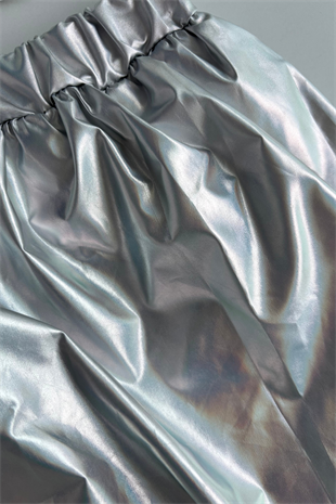 3-8 Yaş Fiyonklu Tişört Balon Etek Kız Çocuk Takım Gri