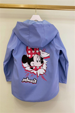 3-10 Yaş Karakter Detay Kız Çocuk Yağmurluk Mavi