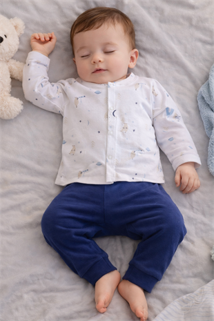 Ceketli Erkek Bebek Pijama Takımı Mavi