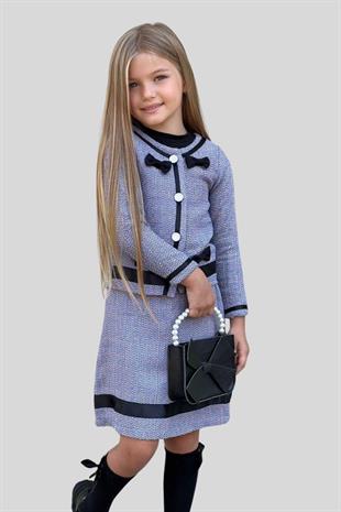 Ceket Badi ve Etekli Kız Çocuk Takım Lila