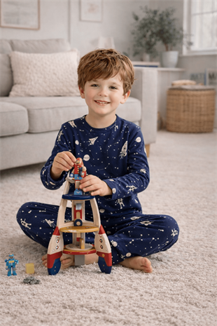 Uzay Desen Erkek Çocuk Pijama Takımı