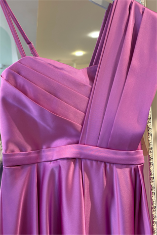 10-15 Tuana Çapraz Askı Detay Uzun Kız Çocuk Abiye Elbise Macenta