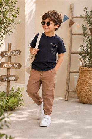 4-8 Yaş Breaking Tişört Jogger Pantolon Erkek Çocuk Takım Lacivert