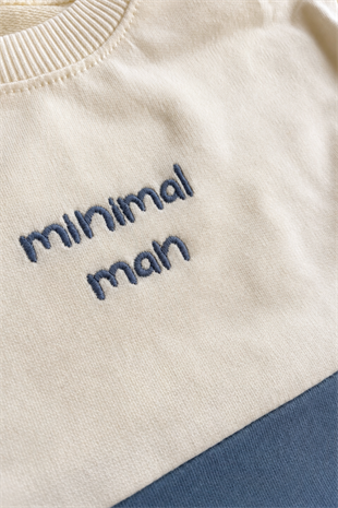 6 Ay - 6 Yaş Minimal Man Pötikare Detay Erkek Çocuk Takım Mavi