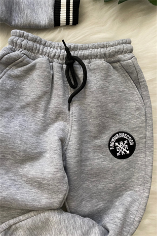 Kapüşonlu Biye Detay Find Your 2li Erkek Çocuk Çocuk Eşofman Takımı Gri