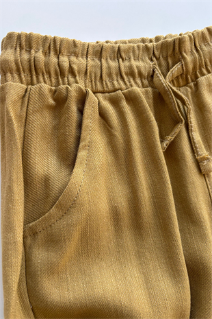 4-8 Yaş Düğmeli Ceketli Bohem 3lü Kız Çocuk Takım Yağ Yeşili