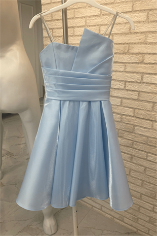 10-15 Saten Eliza Kız Çocuk Abiye Elbise Bebe Mavi