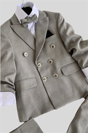 Montero Ceketli Mendilli Erkek Çocuk Takım Elbise Gri