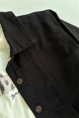 9-14 Yaş Not Done Gabardin Ceketli 3lü Erkek Çocuk Takım Siyah