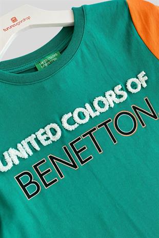 4-14 Yaş Benetton Punc Detay Erkek Çocuk Tshirt Yeşil
