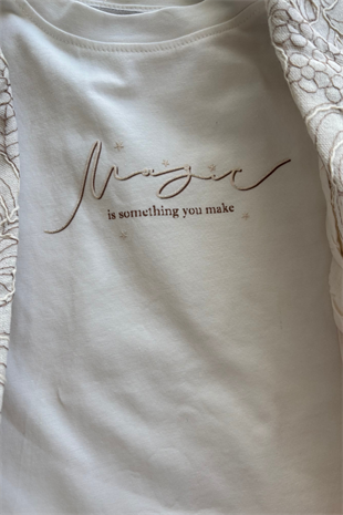 4-8 Yaş Nakış Ceketli Kız Çocuk Takım Sütlü Kahve