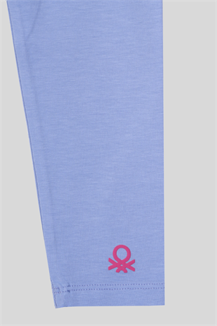 4-14 Yaş Benetton Baskı Detay Kız Çocuk Tayt Lila