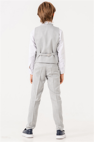 Flax Yelekli Zincirli Erkek Çocuk Takım Elbise Gri