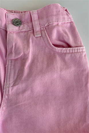 3-10 Yaş Fiyonk Cepli Gabardin Kız Çocuk Takım Pembe