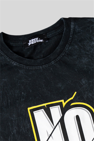 6-14 Yaş No Fear Yazı Baskı Yıkamalı Erkek Çocuk T-shirt Siyah