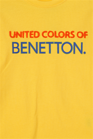 4-14 Yaş Benetton Punc Detay Erkek Çocuk Thsirt Sarı