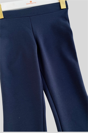 İspanyol Paça Tek Kız Çocuk Pantolon Lacivert