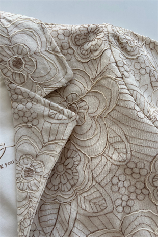 4-8 Yaş Nakış Ceketli Kız Çocuk Takım Sütlü Kahve