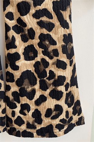 3-10 Yaş İspanyol Leo Pantolonlu Kız Çocuk Takım Sütlü Kahve