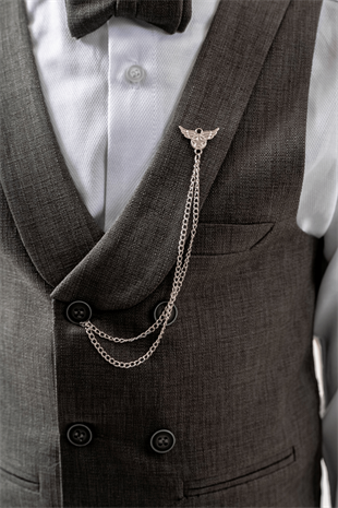 Lord Katlamalı Yelekli Çocuk Takım Elbise Haki