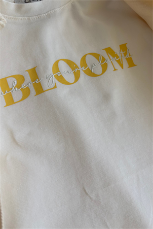 8-12 Yaş Çiçek Payetli Ceketli Gabardin  Kız Çocuk Takım Bej