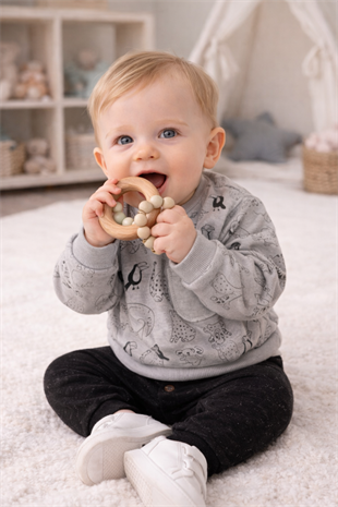 6-18 Ay Sevimli Hayvan Figür Erkek Bebek Takım Gri