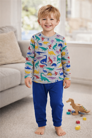 Hayvan Desen Erkek Çocuk Pijama Takımı