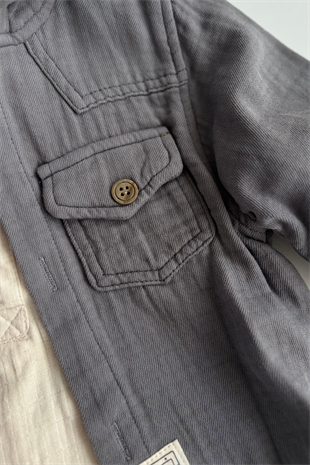 2-5 Yaş Müslin Ceketli 3lü Erkek Çocuk Takım Gri