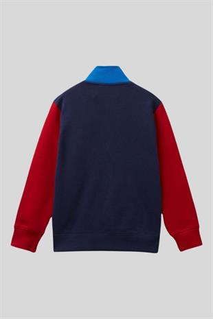 4-14 Yaş Benetton Renkli Uzun Kol Erkek Çocuk Sweat Kırmızı